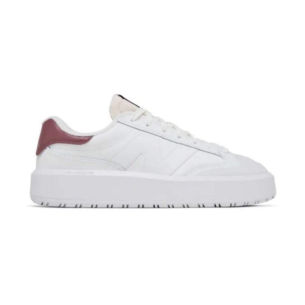 New Balance Women's White and Burgundy Sneakers